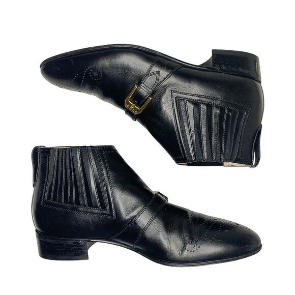 Gucci Interlocking G Logo Perforated Brogue Ankle Boot EU 37.5 US 7.5 Leather - Picture 5 of 11
